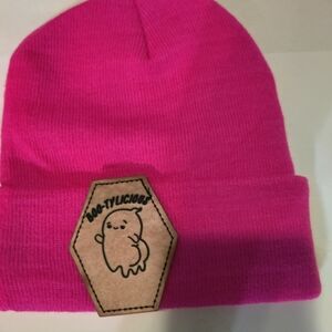 Beanie with laser engraved patch